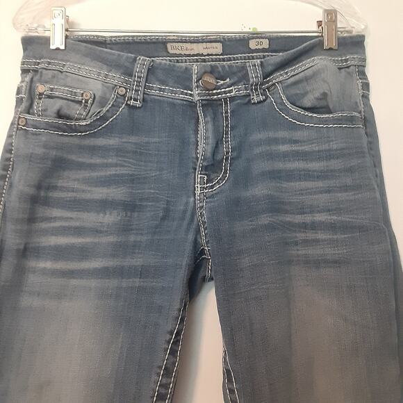 BKE Jeans Womens 30 Bootcut Harper Thick Stitch Mid Rise Whiskers Distressed - Picture 2 of 12